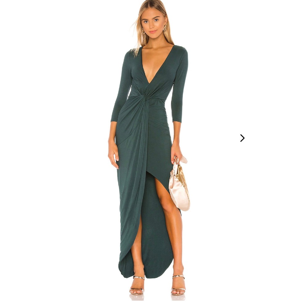 Lovers and Friends Sundance Maxi Dress Everglade Green V-Neck Twist Front Small